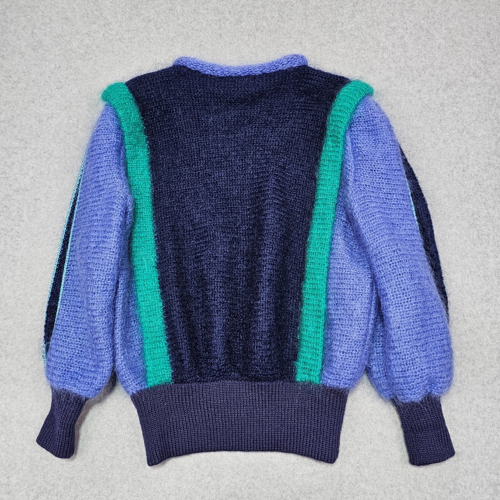 Vintage Blarney Woolen Mills Ireland Sweater Size L Mohair 80s Colorblock Fuzzy - Picture 12 of 14